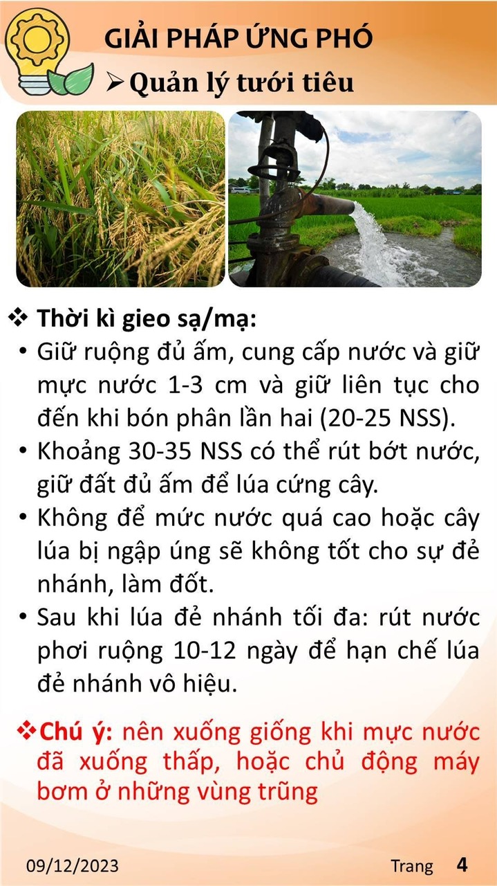 BẢN TIN THỜI TIẾT NÔNG VỤ